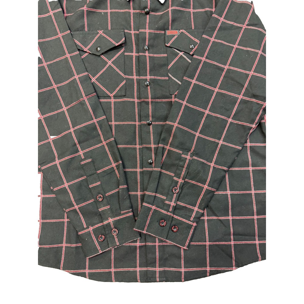 Dixxon Flannel Mens The Gridlock Long Sleeve Black Red Button Up Flannel Shirt M - Picture 3 of 4